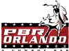 PBR Cowboy Bar red and black text logo with bull rider graphic.