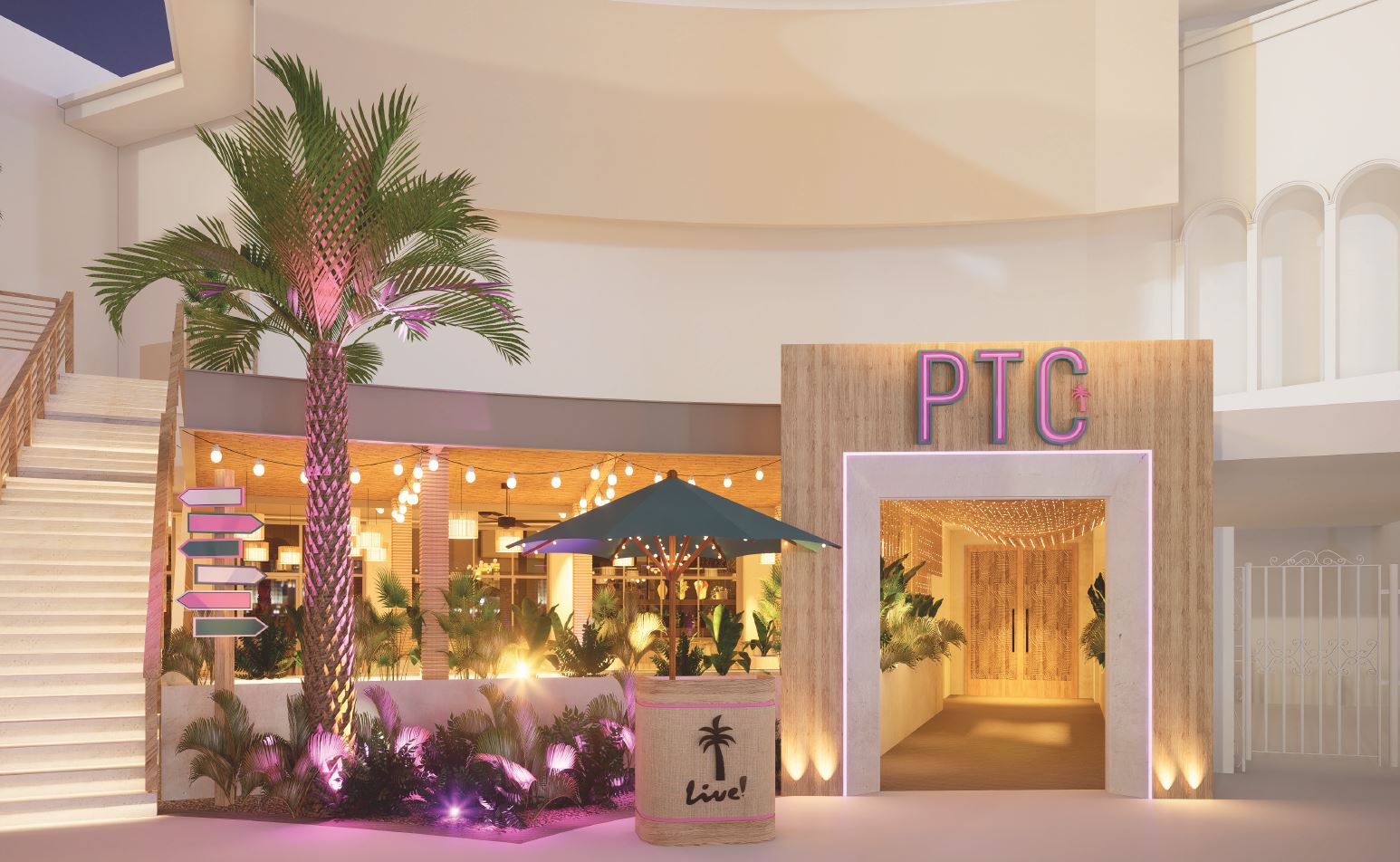 Palm Tree Club Entrance Rendering